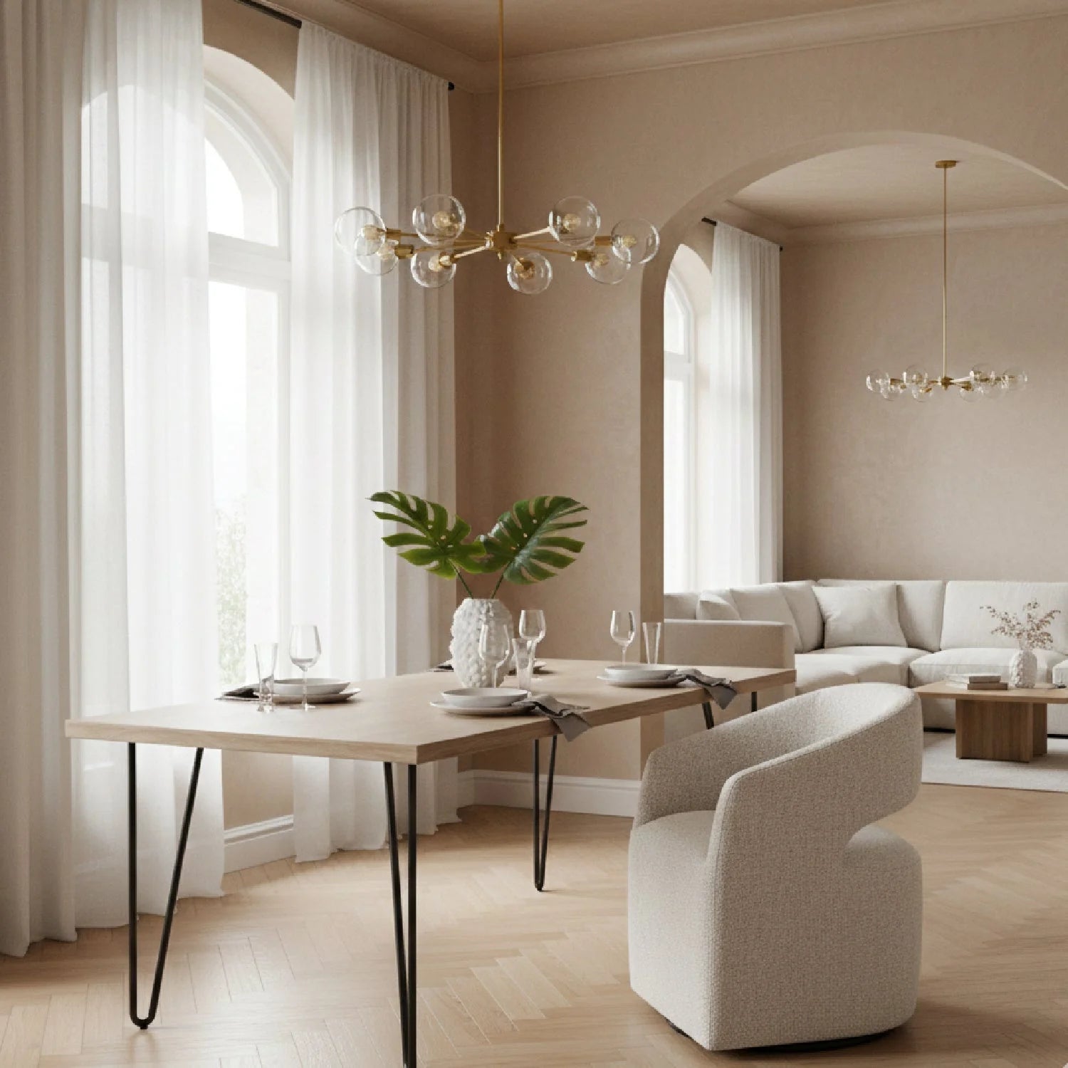 Luxury Upholstered Fabric Modern Dining Chair European Style for Villa