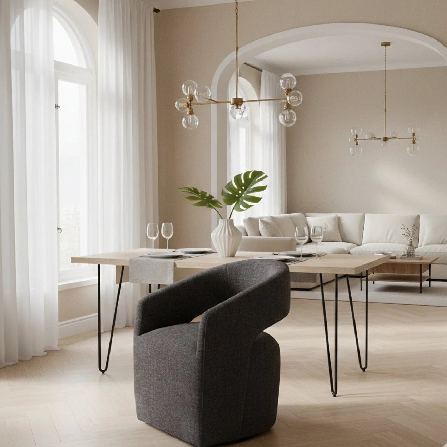 Luxury Upholstered Fabric Modern Dining Chair European Style for Villa