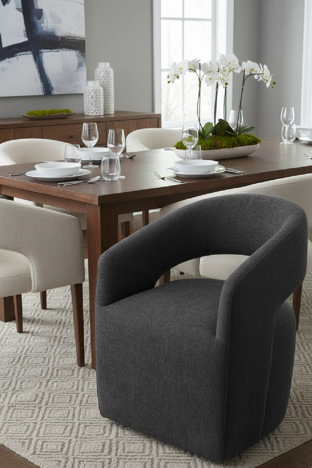 Luxury Upholstered Fabric Modern Dining Chair European Style for Villa