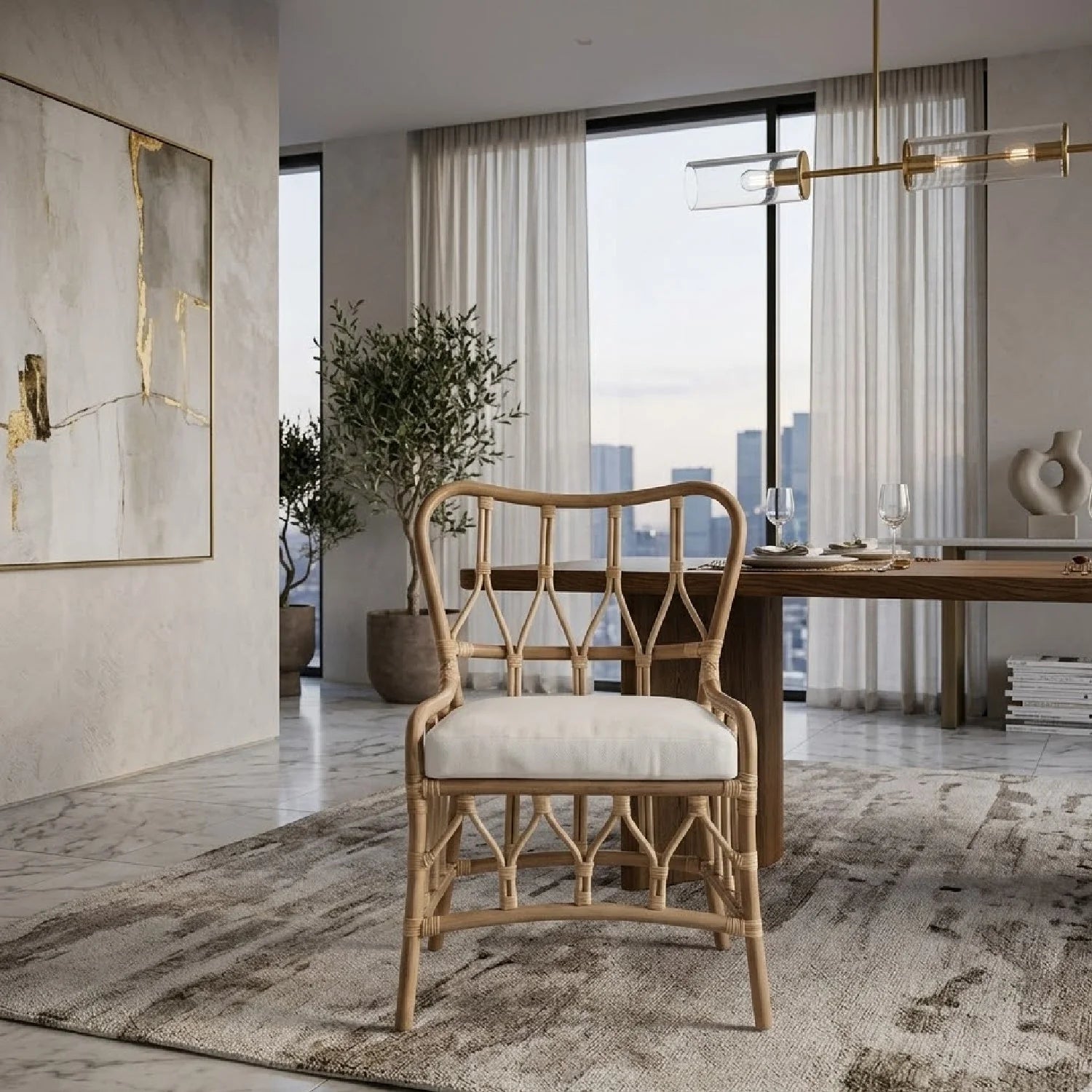 Luxury Upholstered Fabric Modern Dining Chair European Style for Villa