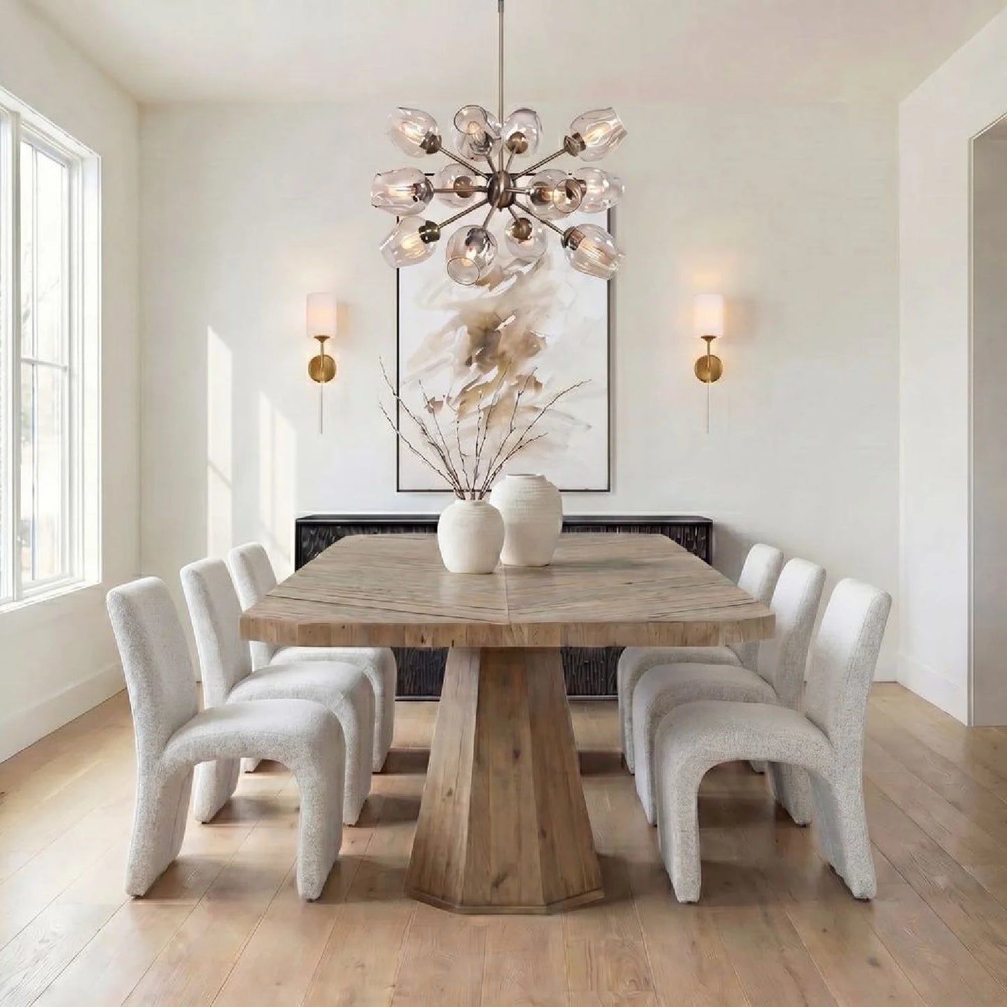 Luxury Upholstered Fabric Modern Dining Chair European Style for Villa