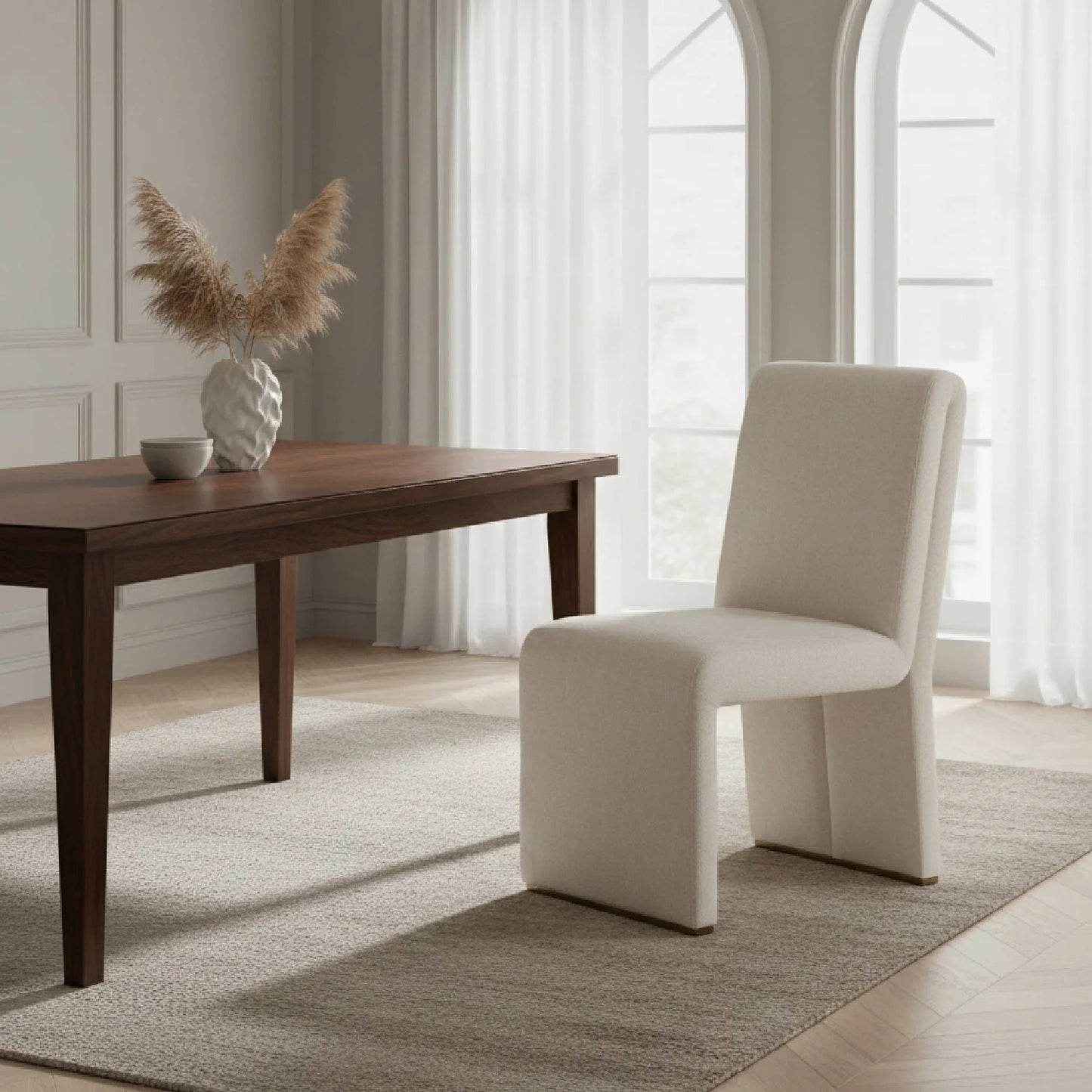 Luxury Upholstered Fabric Modern Dining Chair European Style for Villa
