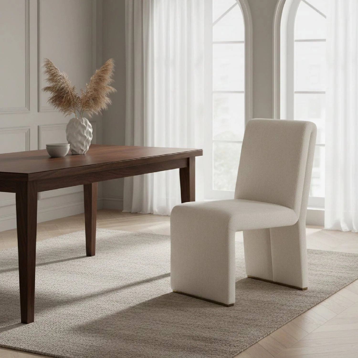 Luxury Upholstered Fabric Modern Dining Chair European Style for Villa