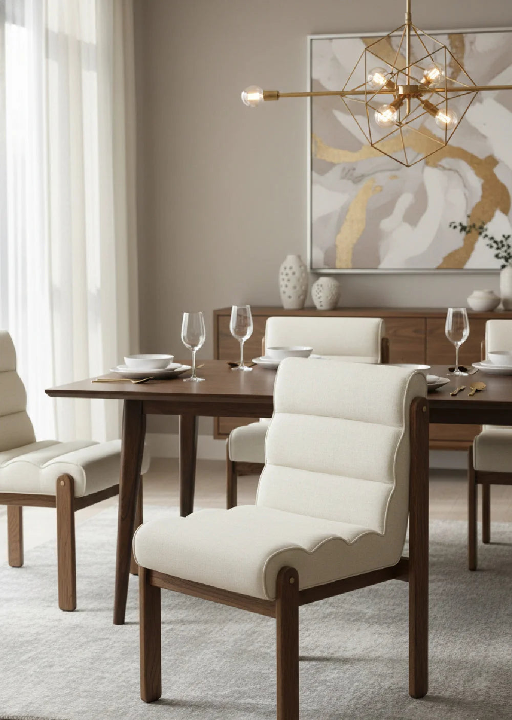 Luxury Upholstered Fabric Modern Dining Chair European Style for Villa