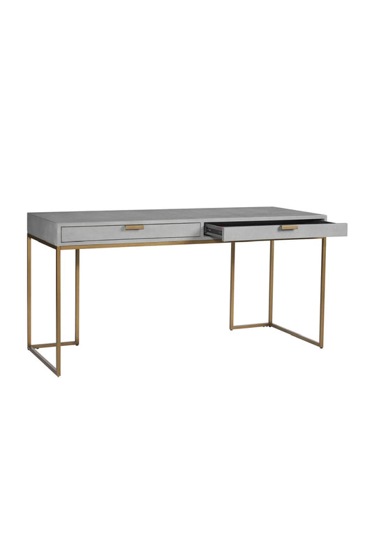 Luxury Upholstered Leather 2-Drawer Modern Desk European Style for Villa