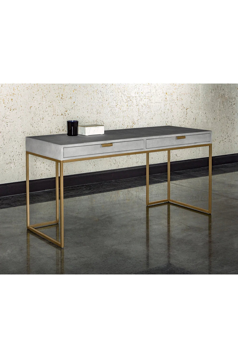 Luxury Upholstered Leather 2-Drawer Modern Desk European Style for Villa