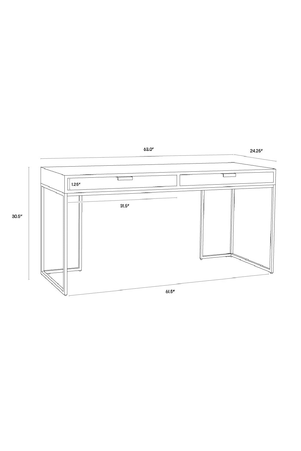 Luxury Upholstered Leather 2-Drawer Modern Desk European Style for Villa