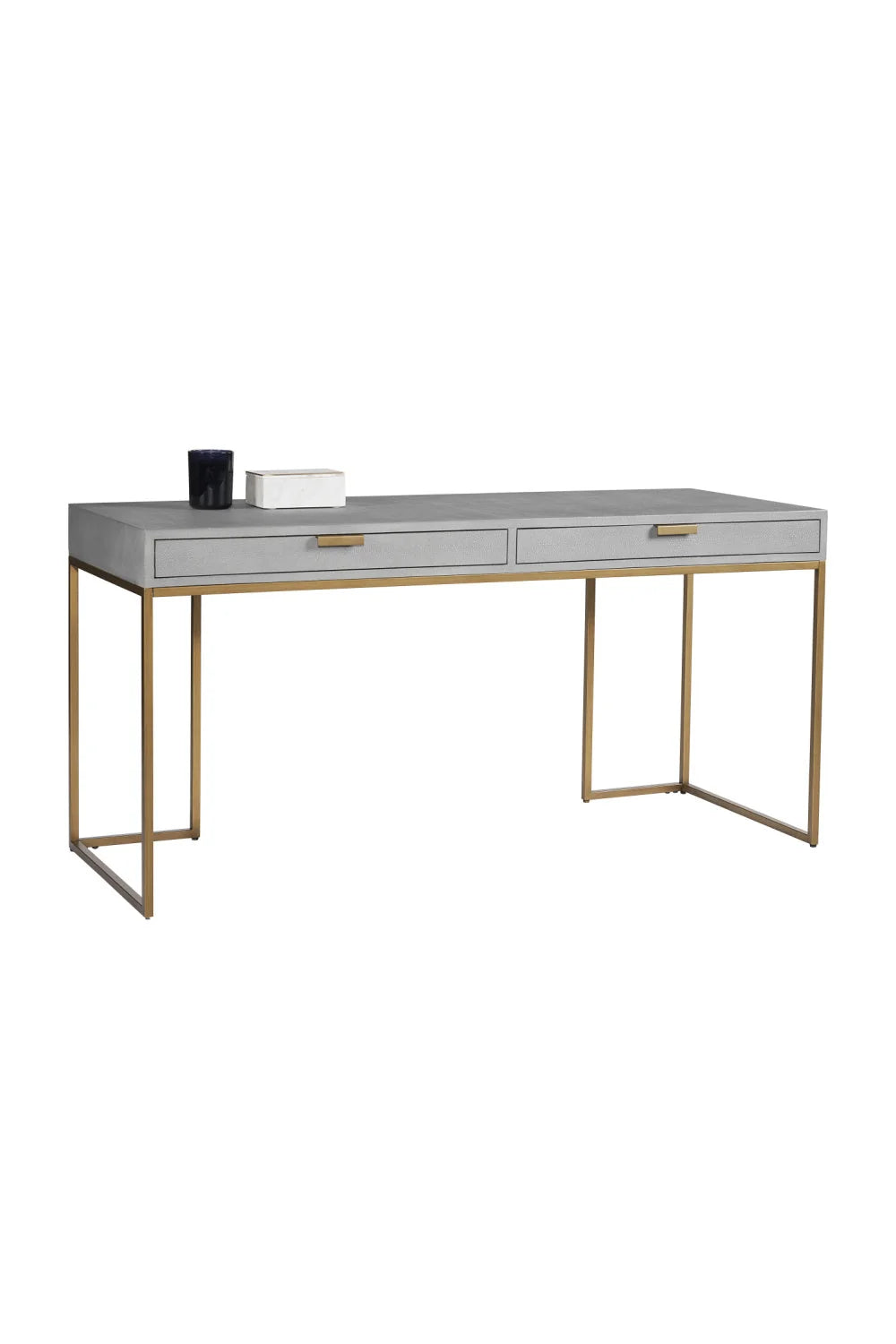 Luxury Upholstered Leather 2-Drawer Modern Desk European Style for Villa
