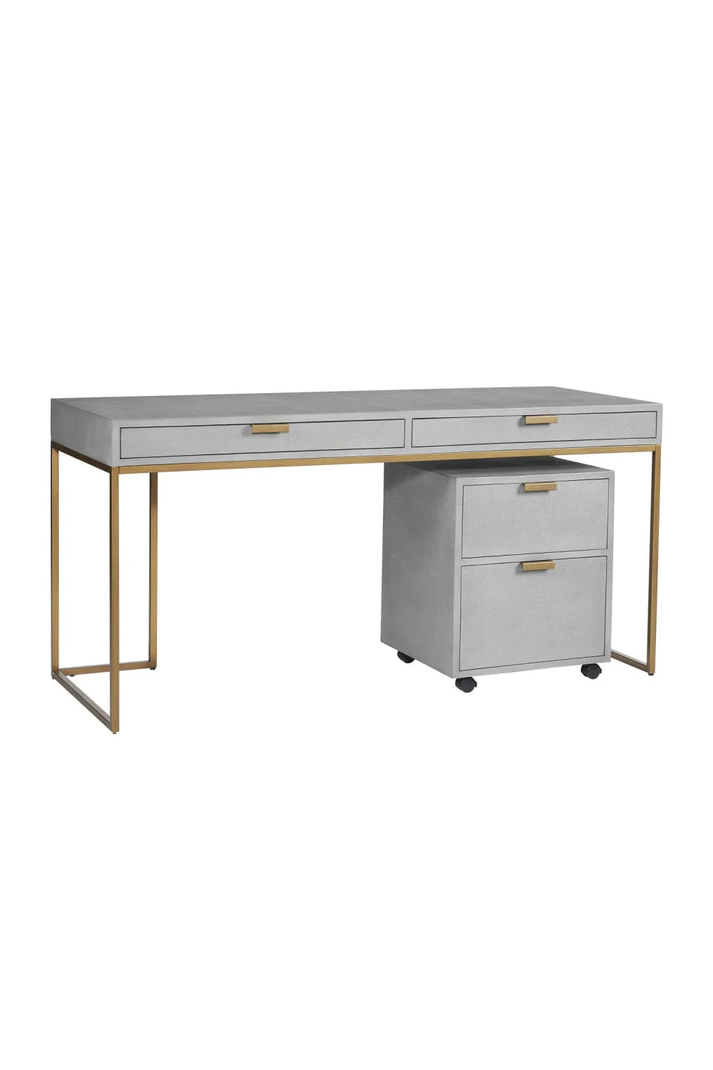 Luxury Upholstered Leather 2-Drawer Modern Desk European Style for Villa