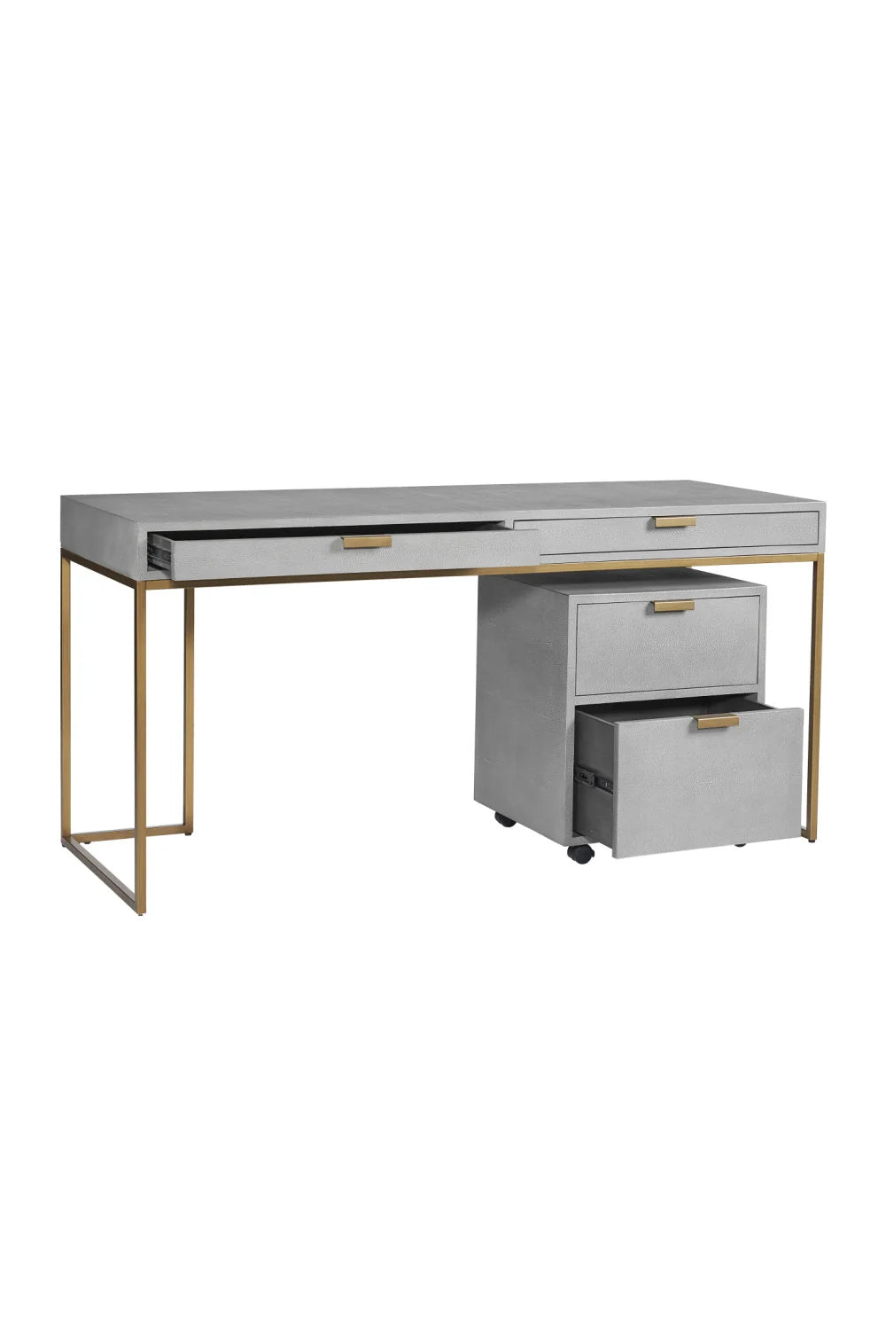 Luxury Upholstered Leather 2-Drawer Modern Desk European Style for Villa