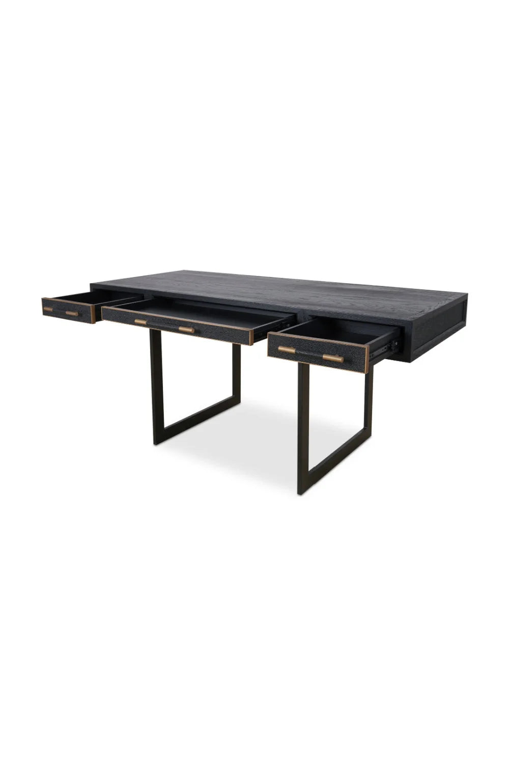 Luxury Upholstered Leather 3-Drawer Modern Desk European Style for Villa