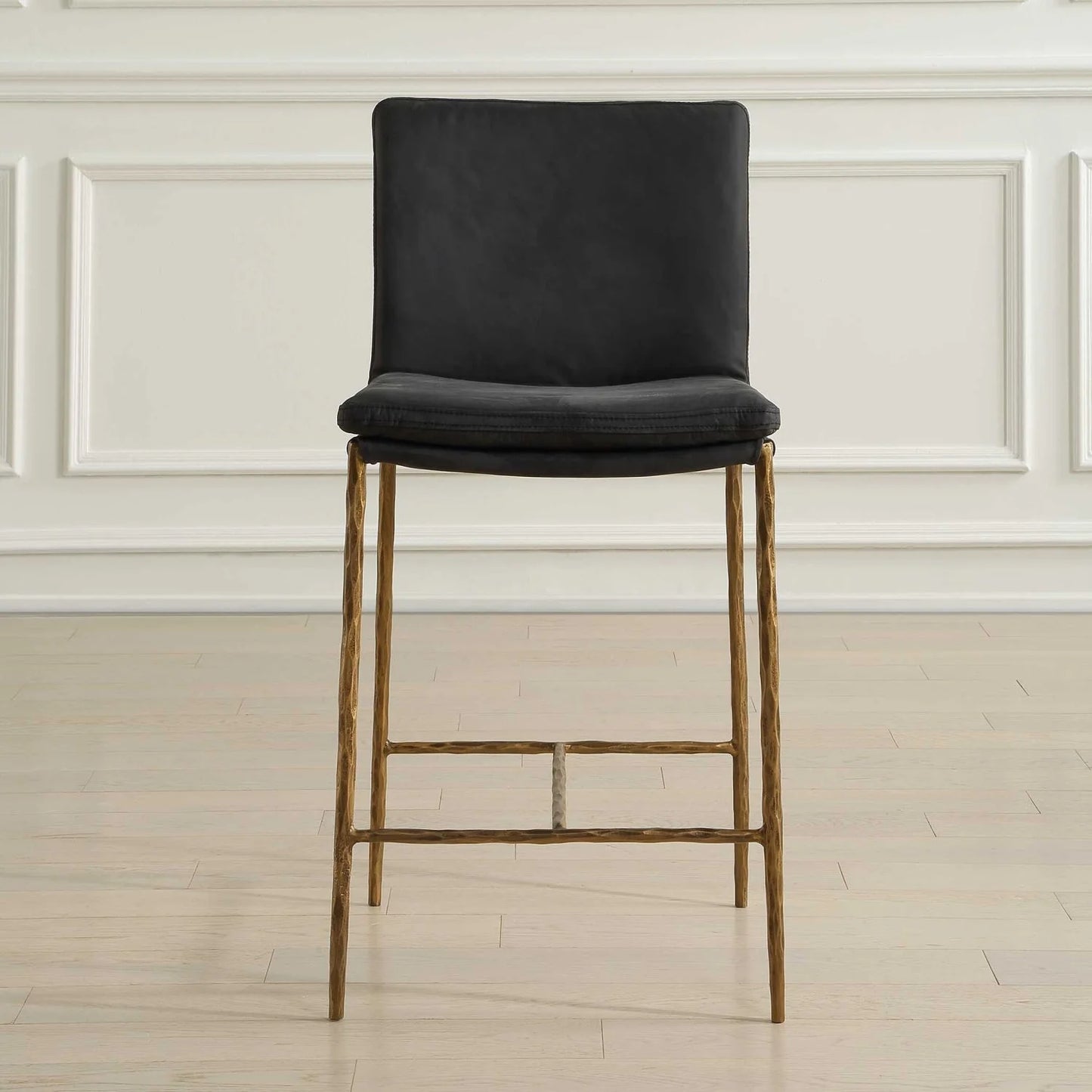 Luxury Upholstered Leather Counter Stool European Style for Villa