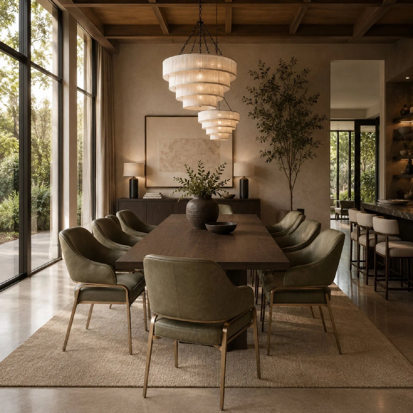 Luxury Upholstered Leather Modern Dining Armchair European Style for Villa