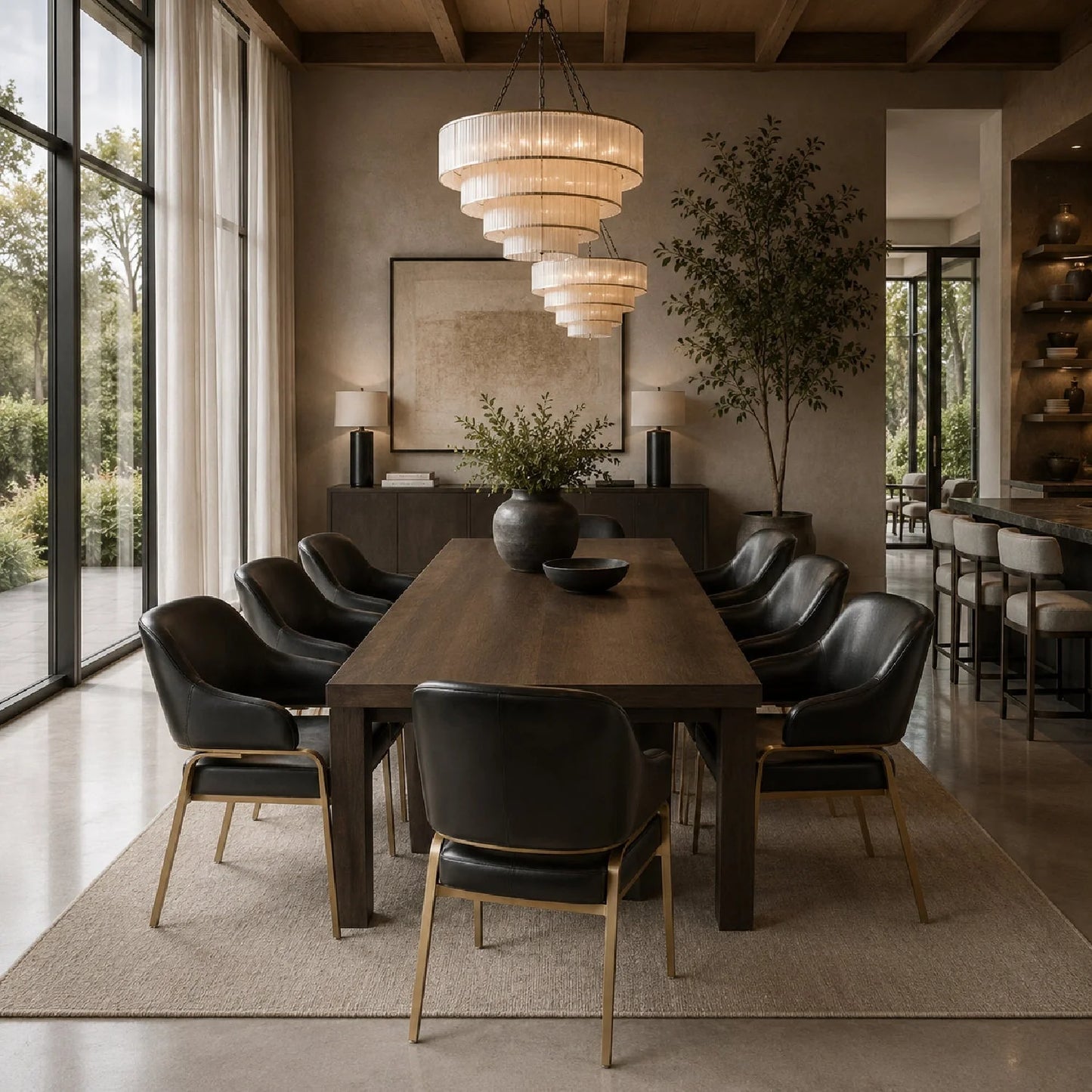 Luxury Upholstered Leather Modern Dining Armchair European Style for Villa