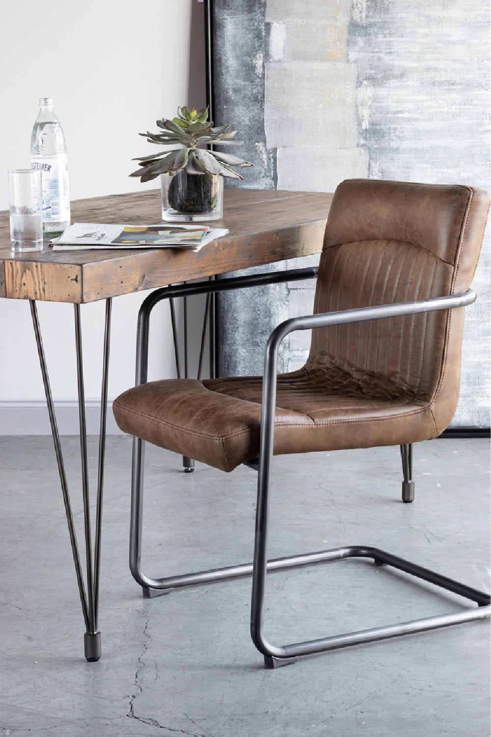 Luxury Upholstered Leather Modern Dining Armchair European Style for Villa