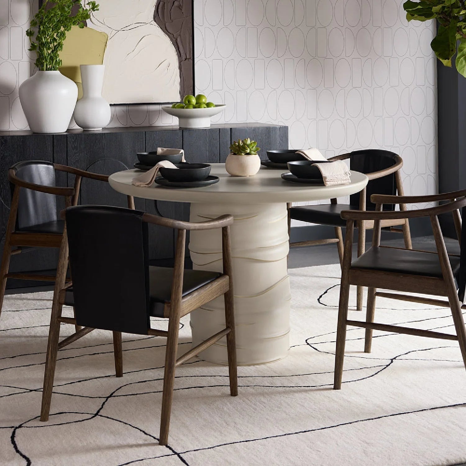 Luxury Upholstered Leather Modern Dining Armchair European Style for Villa
