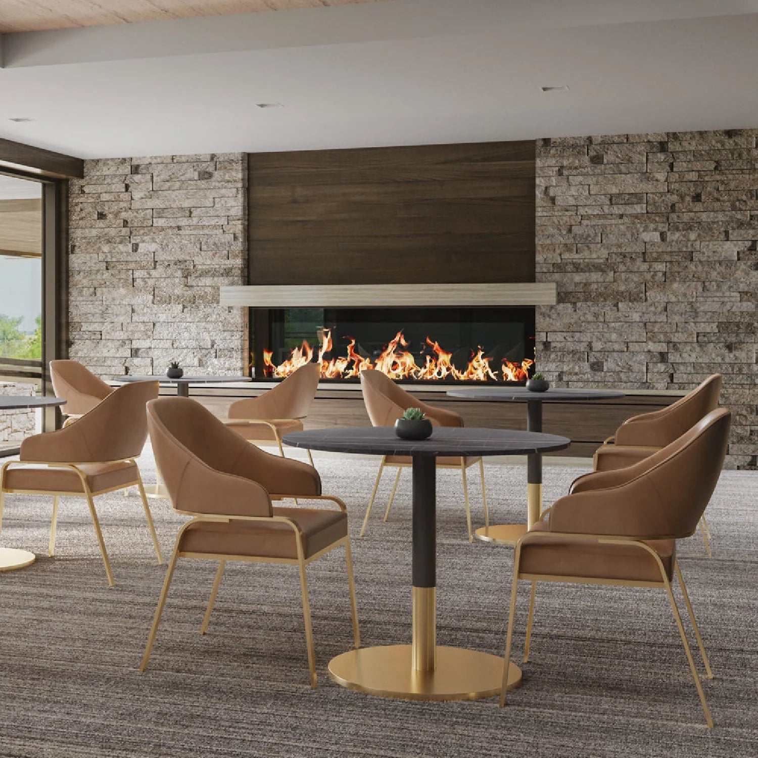 Luxury Upholstered Leather Modern Dining Armchair European Style for Villa