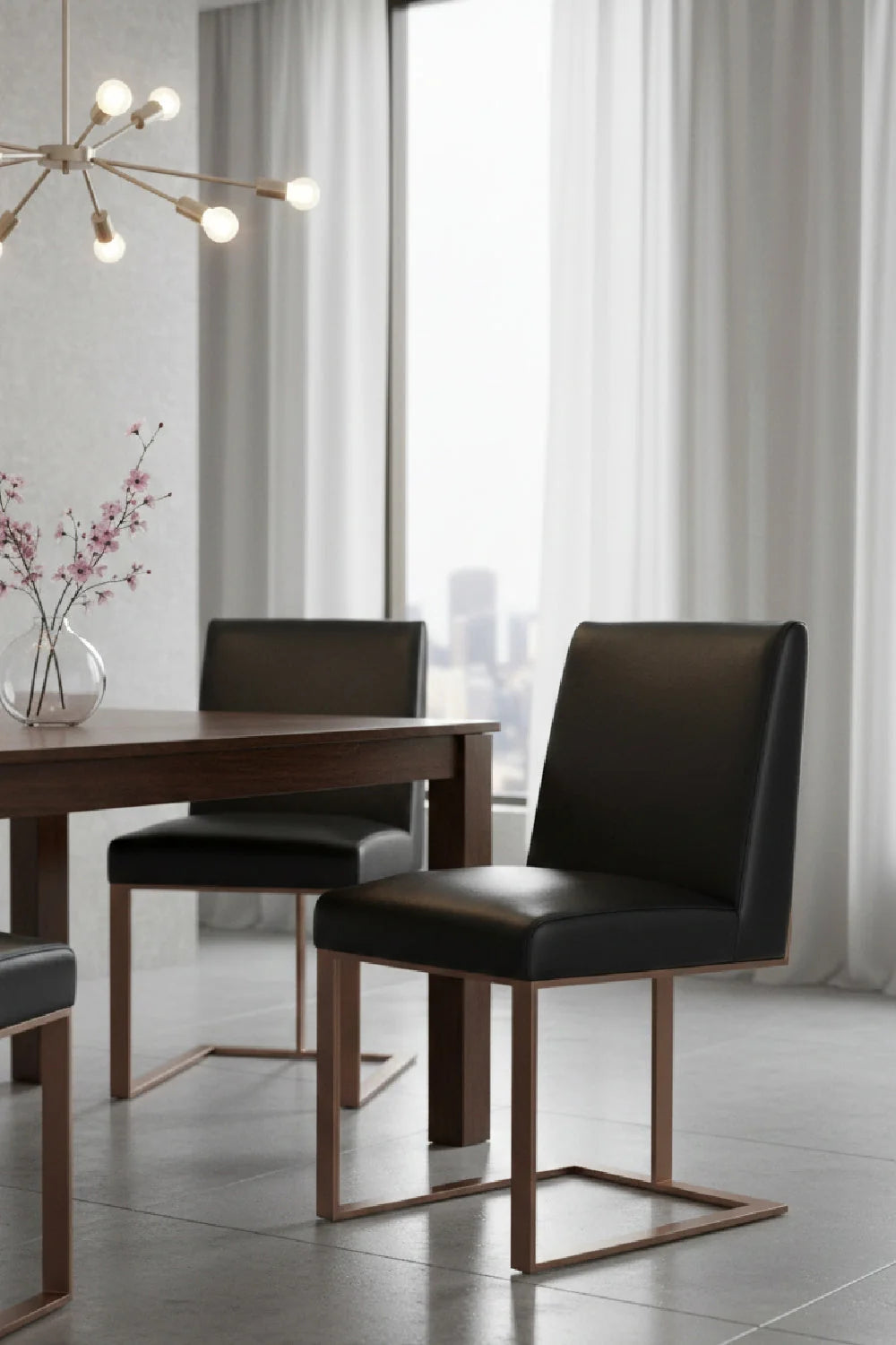 Luxury Upholstered Leather Modern Dining Chair European Style for Villa