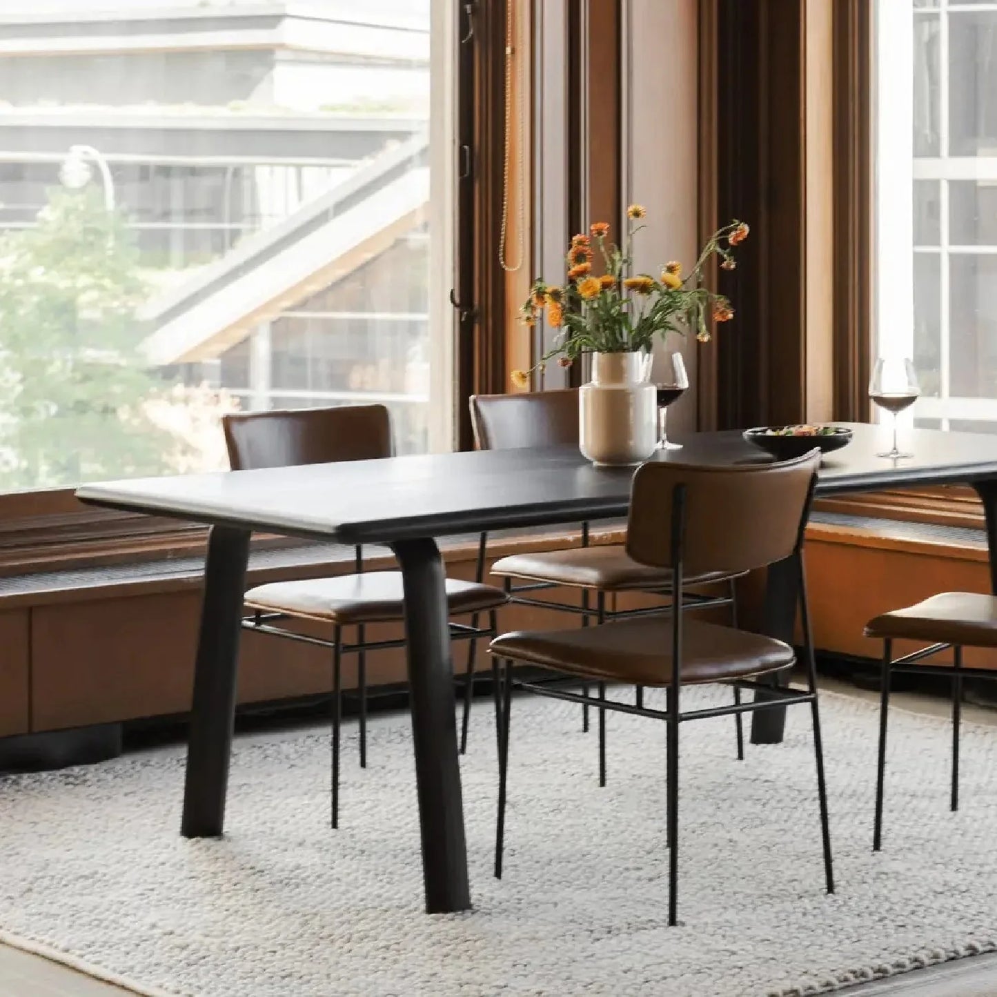 Luxury Upholstered Leather Modern Dining Chair European Style for Villa