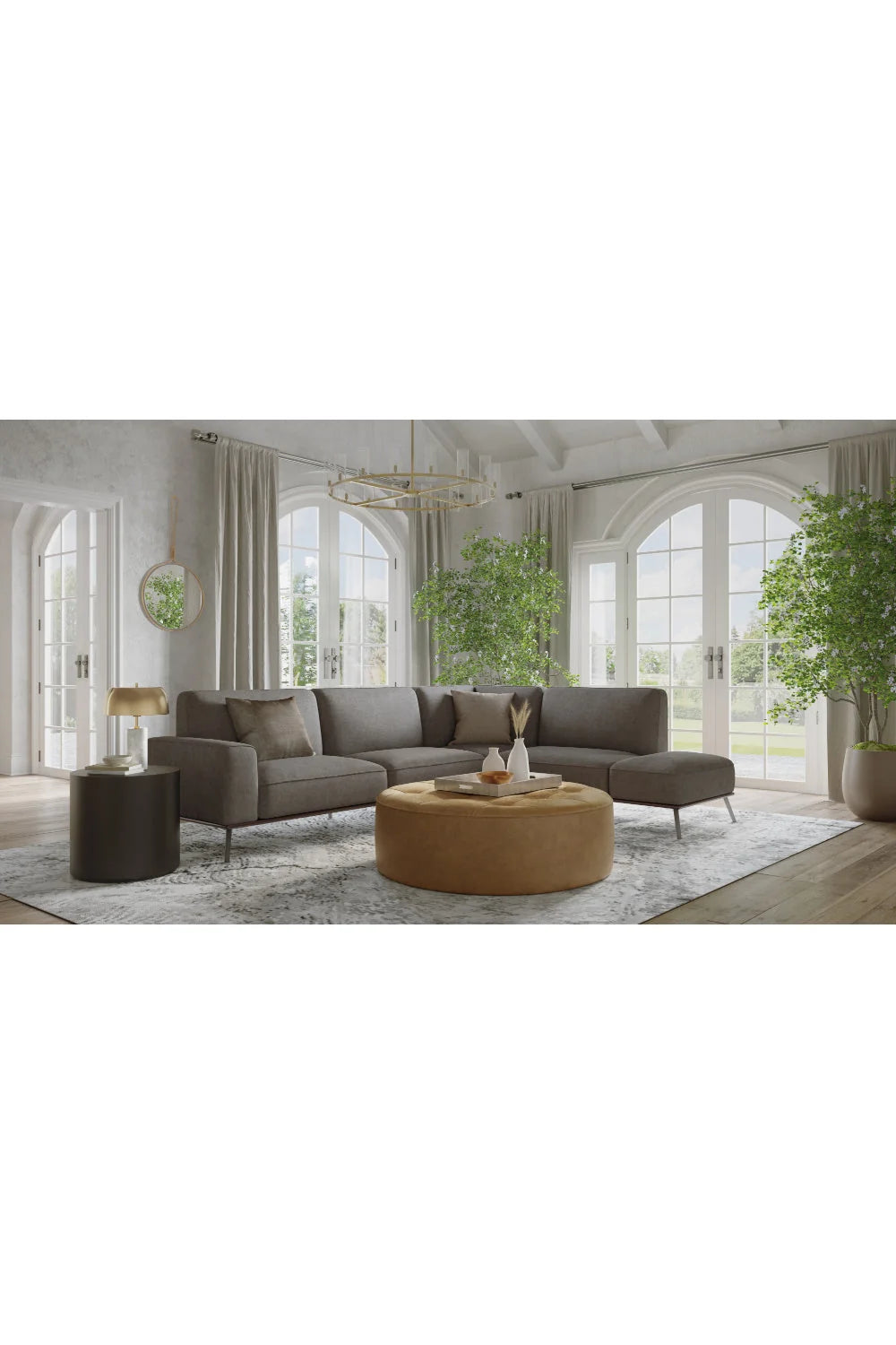 Luxury Upholstered Leather Ottoman European Style for Villa