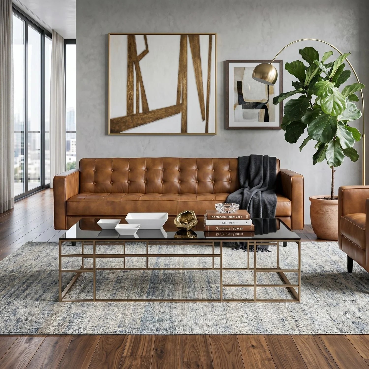 Luxury Upholstered Leather Sofa Modern Italian Style for Villa
