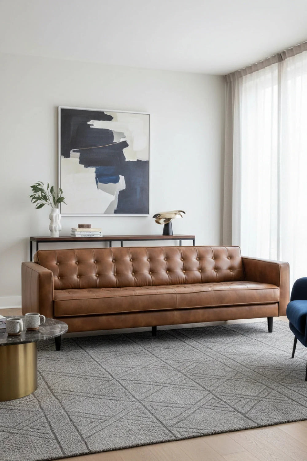 Luxury Upholstered Leather Sofa Modern Italian Style for Villa