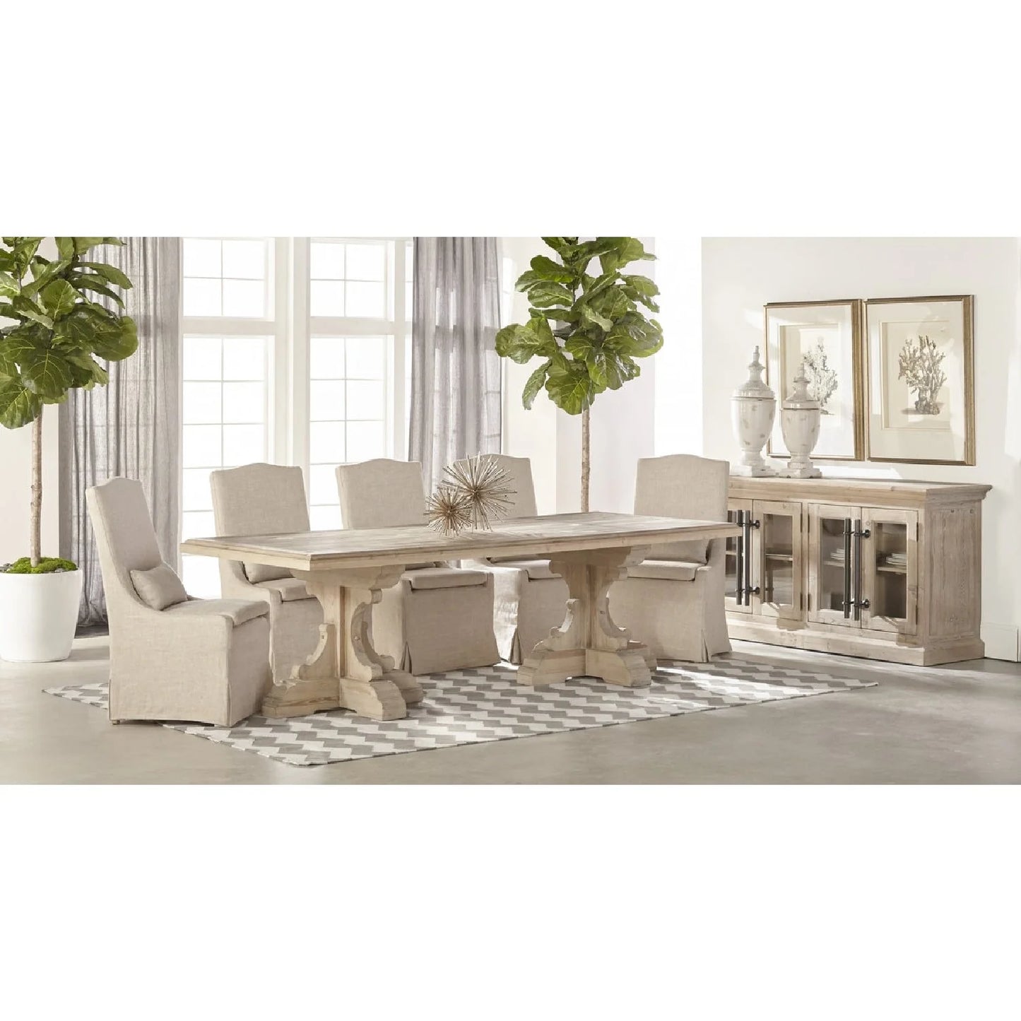 Luxury Upholstered Linen Modern Dining Chair European Style for Villa