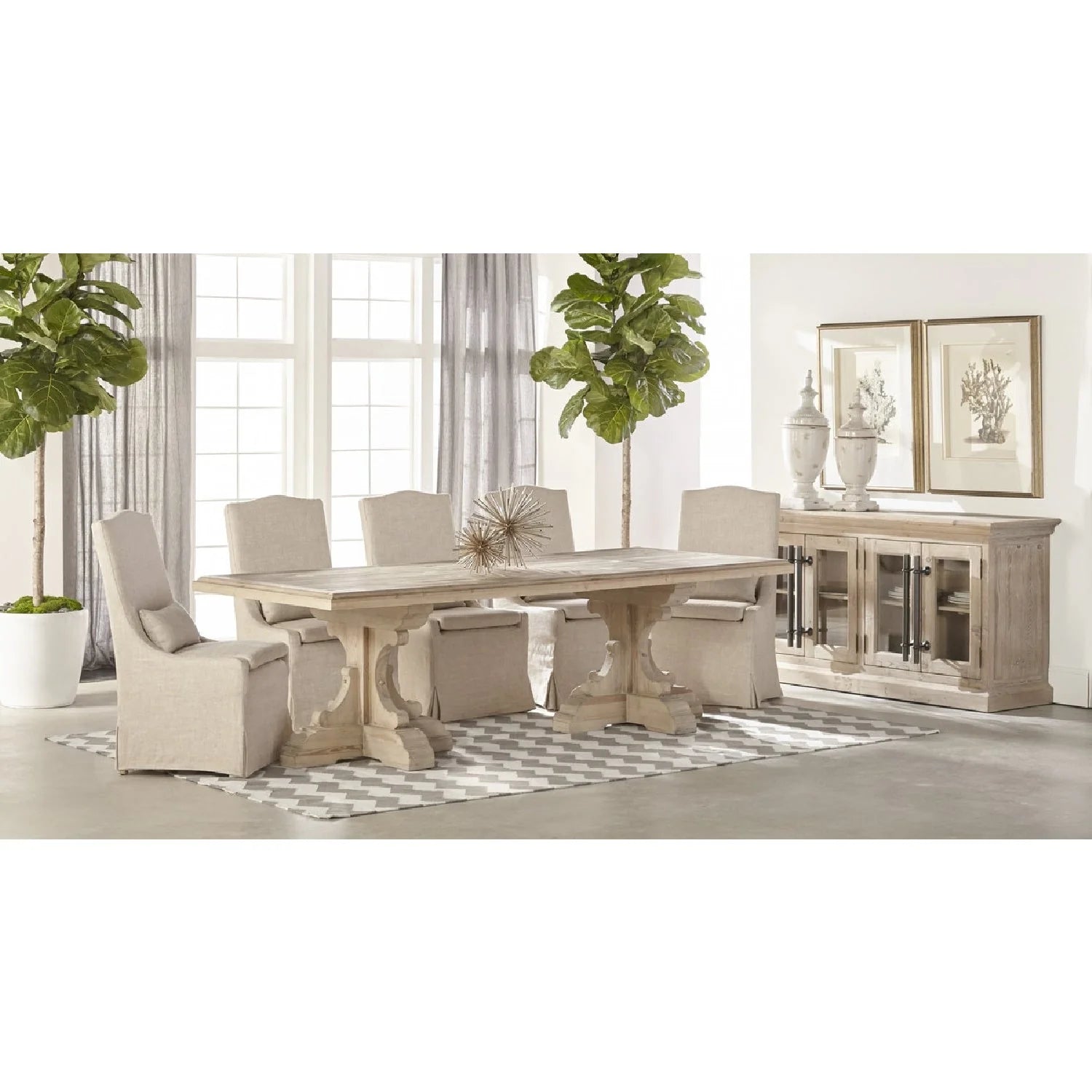 Luxury Upholstered Linen Modern Dining Chair European Style for Villa