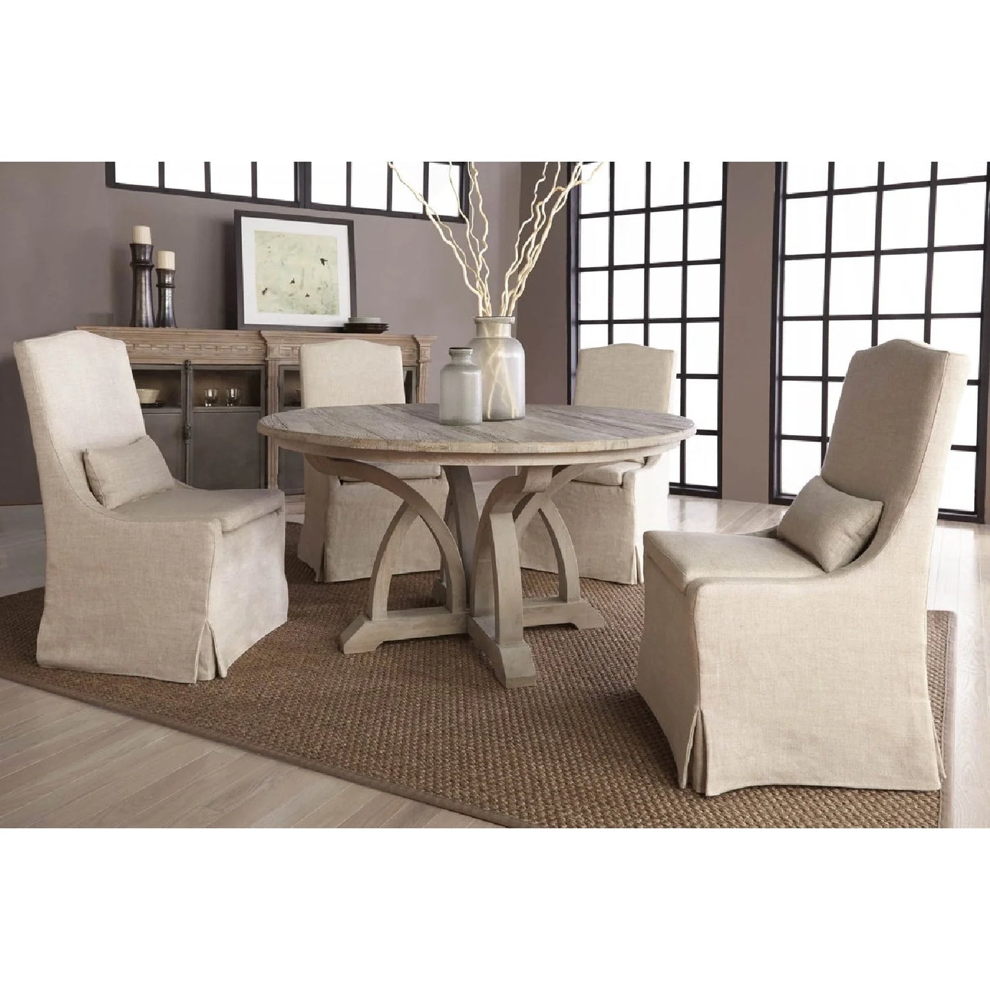 Luxury Upholstered Linen Modern Dining Chair European Style for Villa