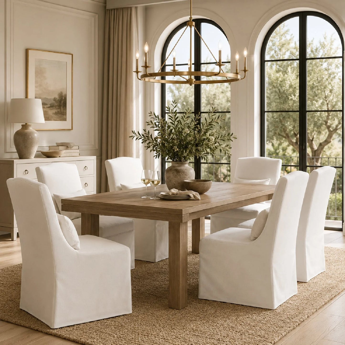 Luxury Upholstered Linen Modern Dining Chair European Style for Villa