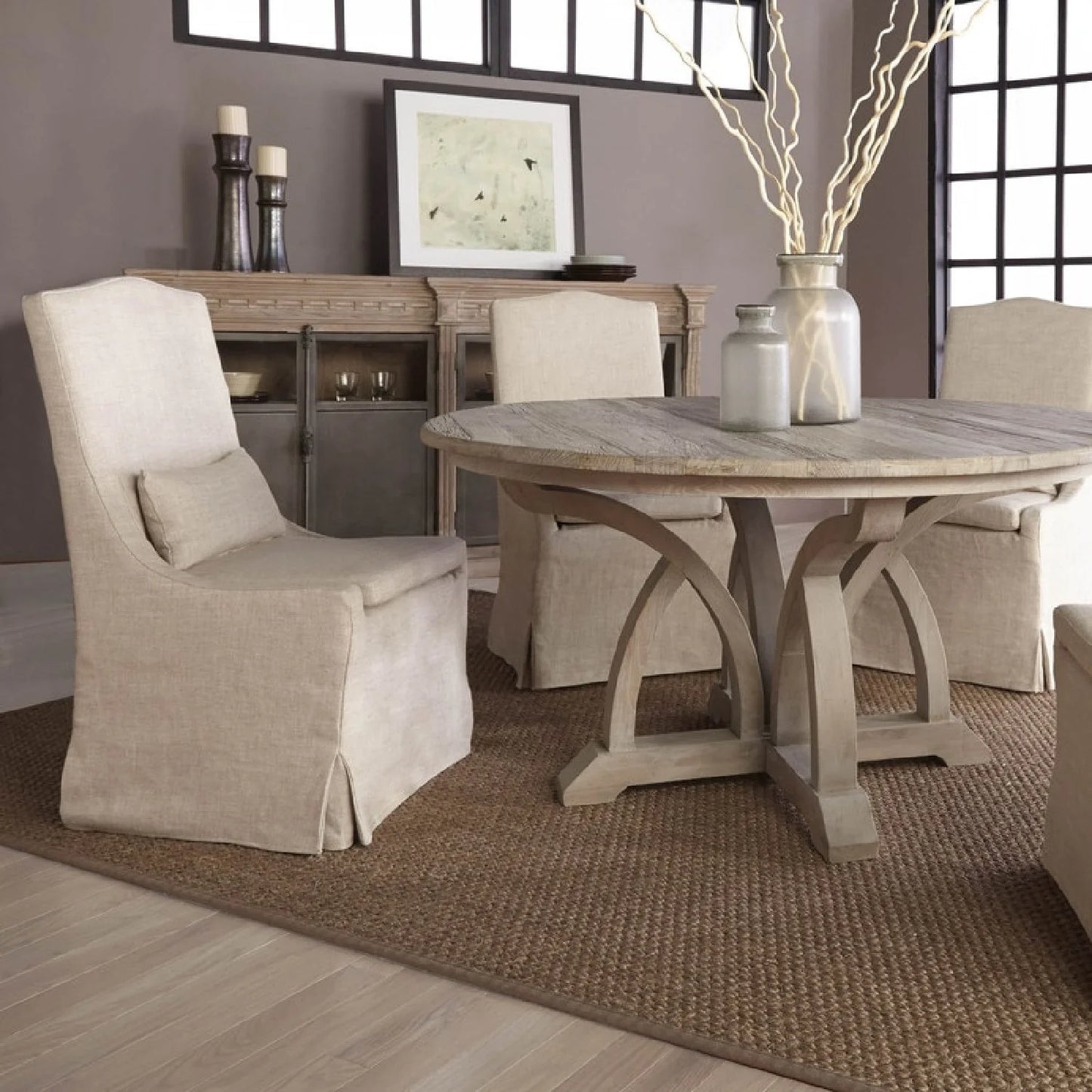 Luxury Upholstered Linen Modern Dining Chair European Style for Villa