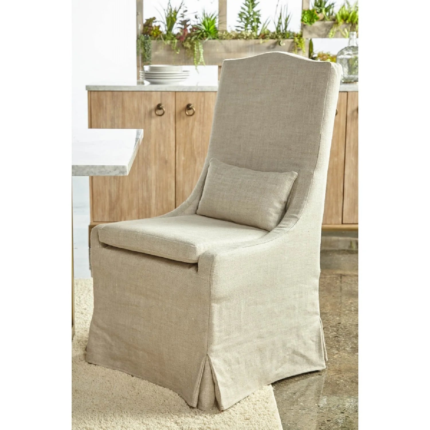 Luxury Upholstered Linen Modern Dining Chair European Style for Villa