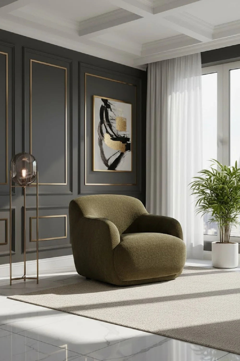 Luxury Upholstered Lounge Chair Modern Italian Style for Villa