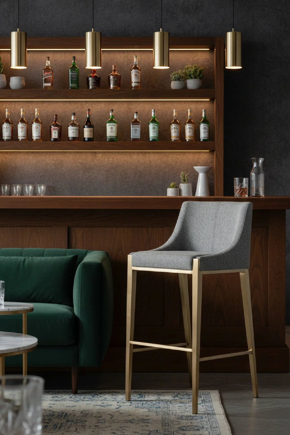 Luxury Upholstered Modern Bar Stool European Style for Villa