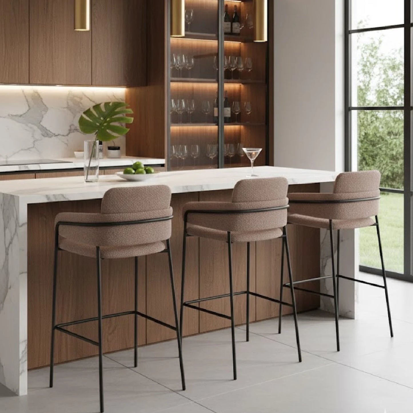 Luxury Upholstered Modern Bar Stool European Style for Villa