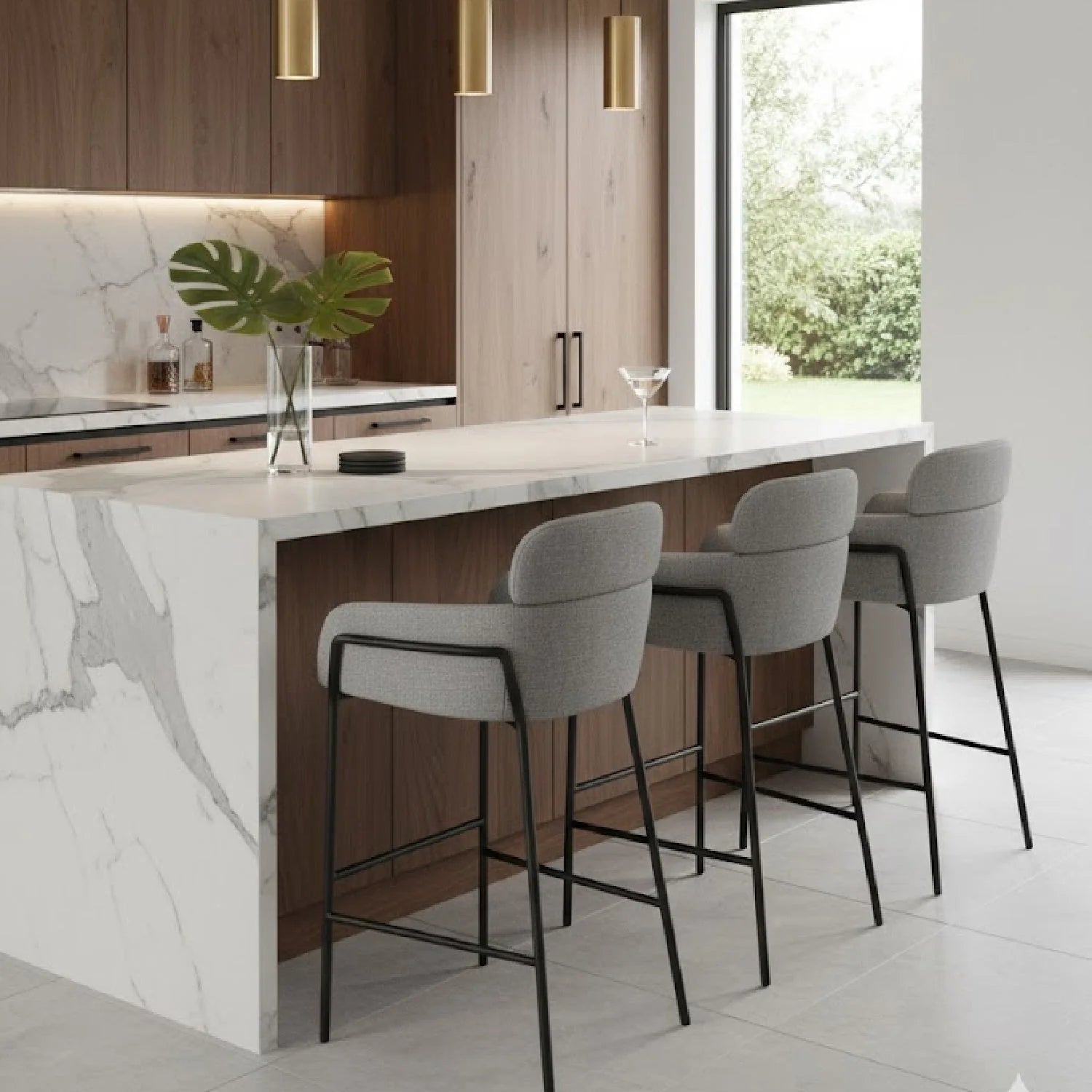 Luxury Upholstered Modern Bar Stool European Style for Villa