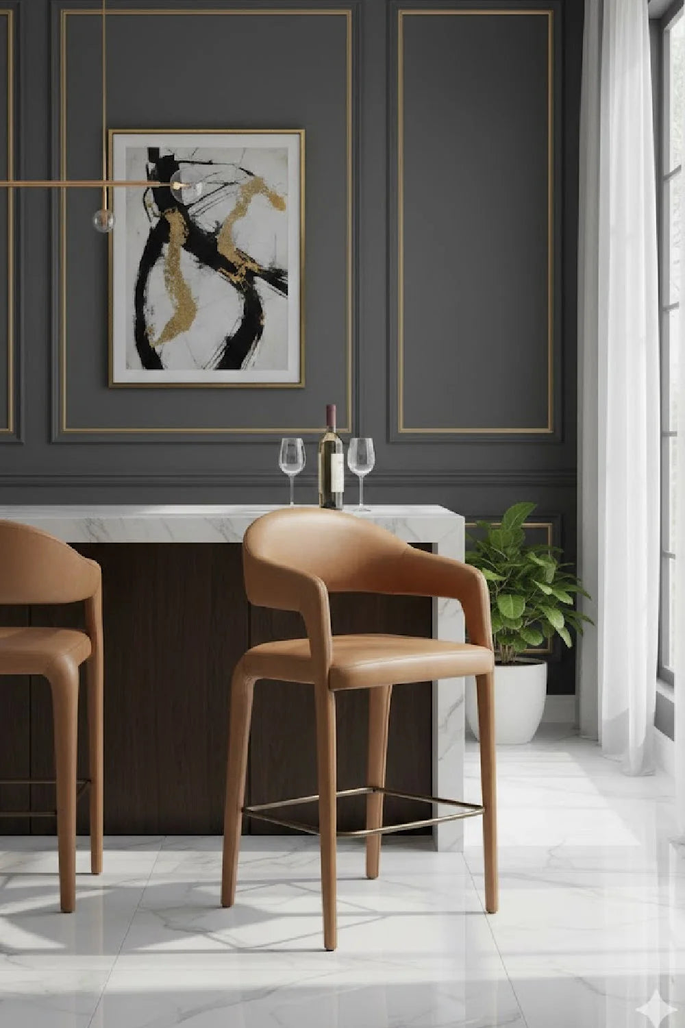 Luxury Upholstered Modern Bar Stool European Style for Villa