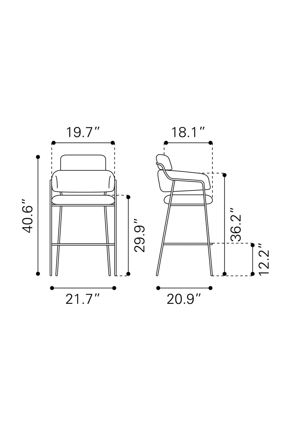 Luxury Upholstered Modern Bar Stool European Style for Villa