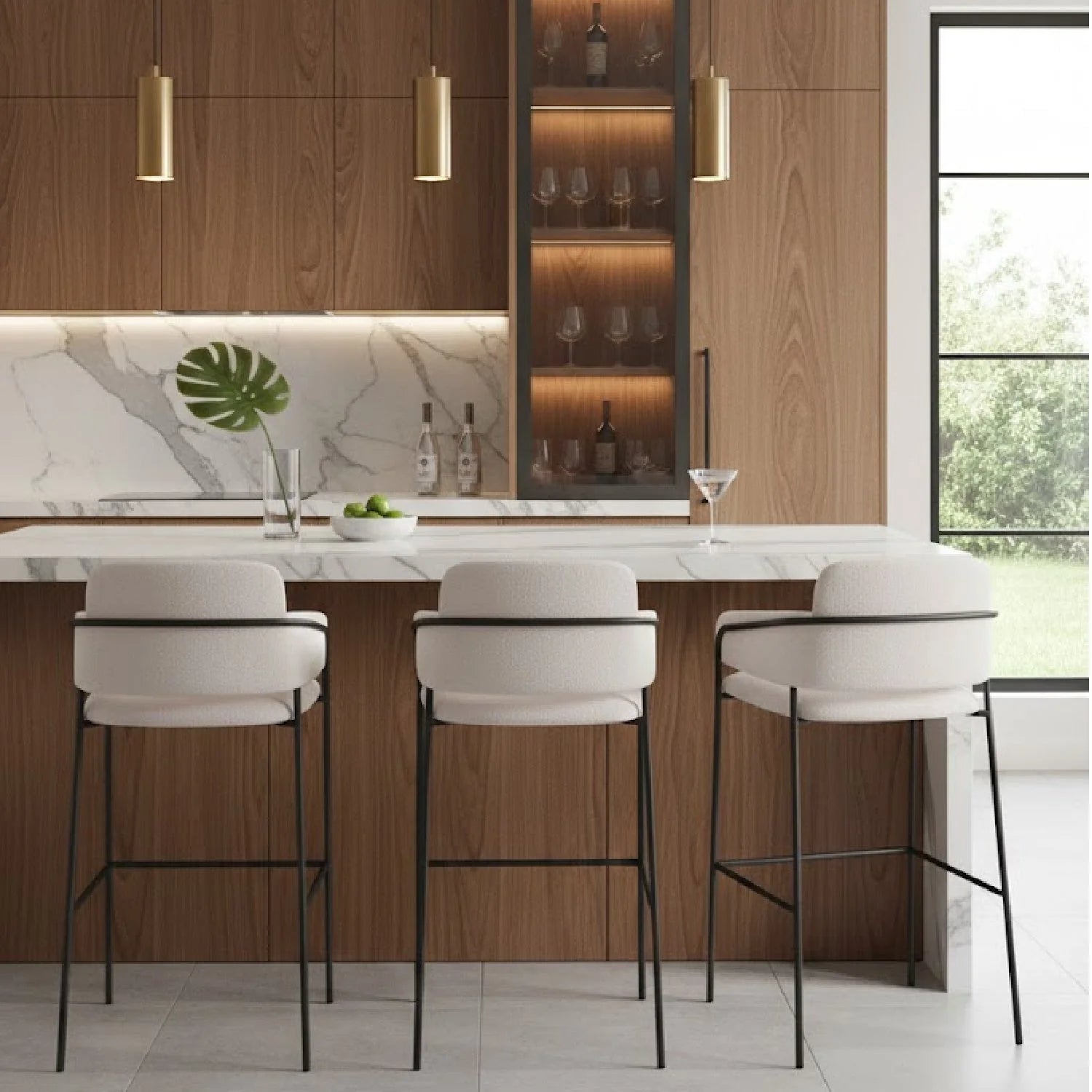 Luxury Upholstered Modern Bar Stool European Style for Villa