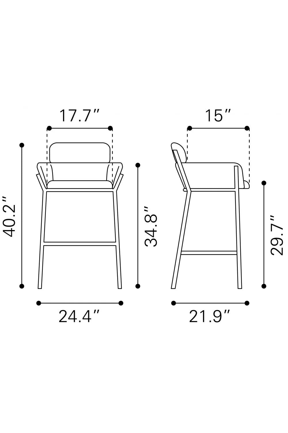 Luxury Upholstered Modern Bar Stool European Style for Villa