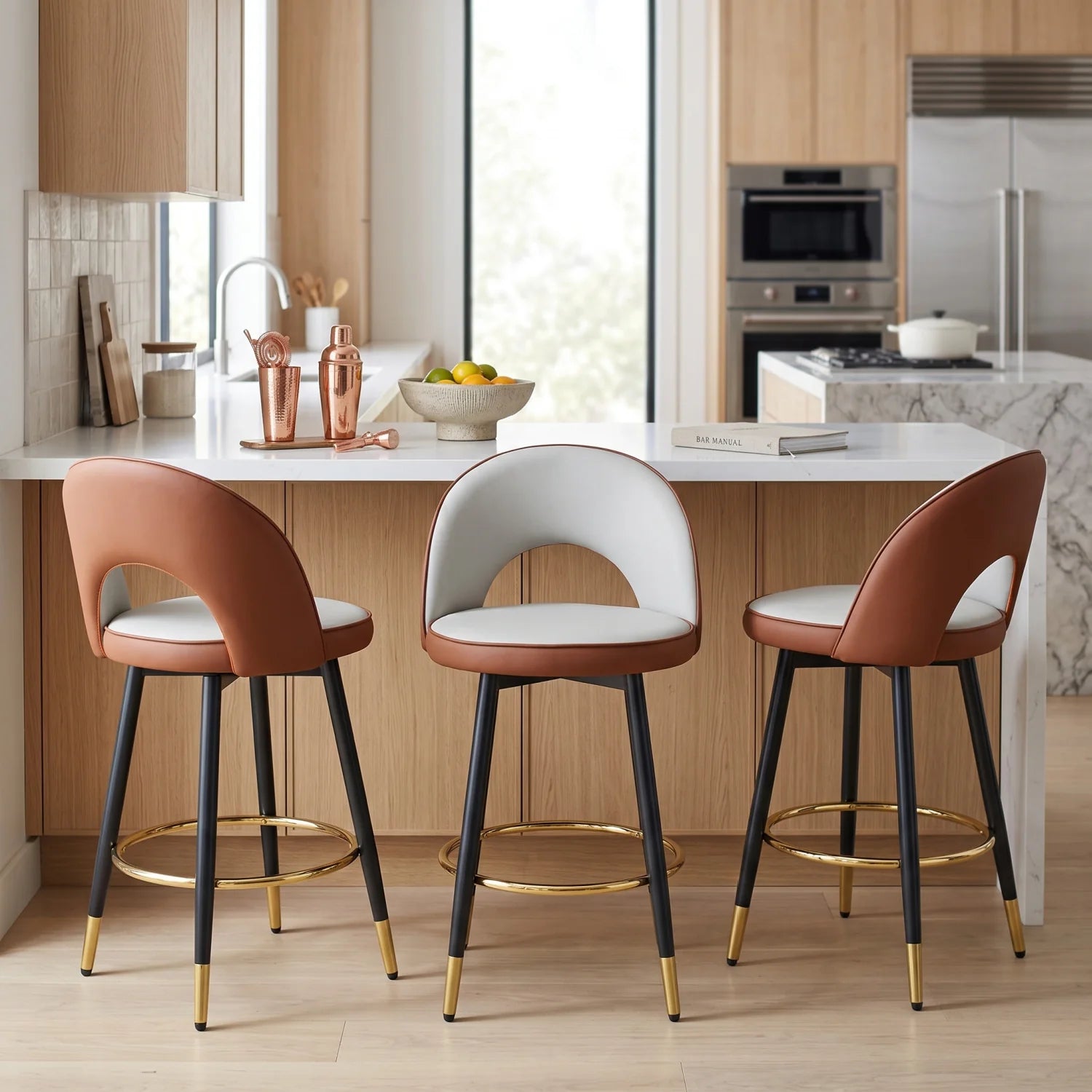 Luxury Upholstered Modern Bar Stool European Style for Villa