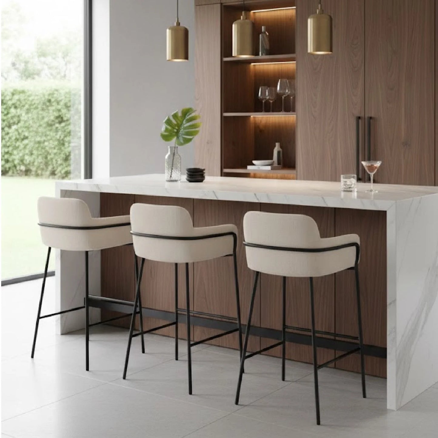 Luxury Upholstered Modern Bar Stool European Style for Villa