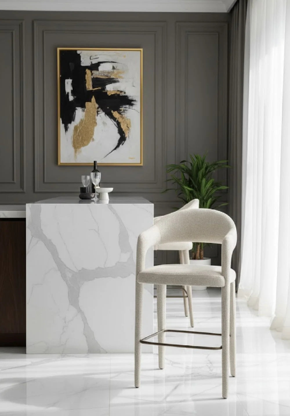 Luxury Upholstered Modern Bar Stool European Style for Villa