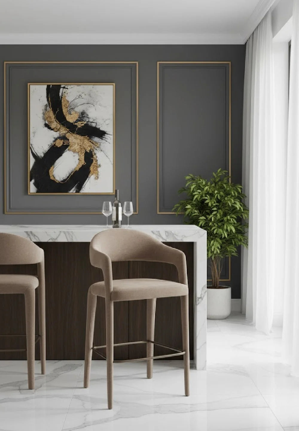 Luxury Upholstered Modern Bar Stool European Style for Villa