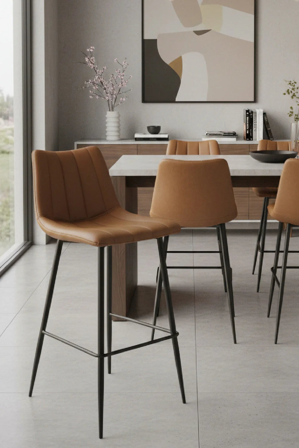 Luxury Upholstered Modern Bar Stools European Style for Villa