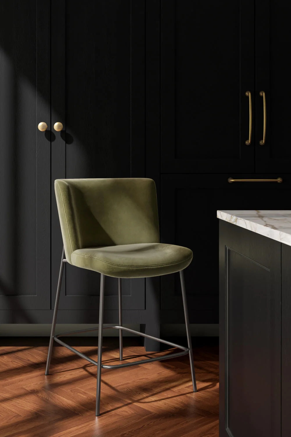 Luxury Upholstered Modern Barrel Counter Stool European Style for Villa