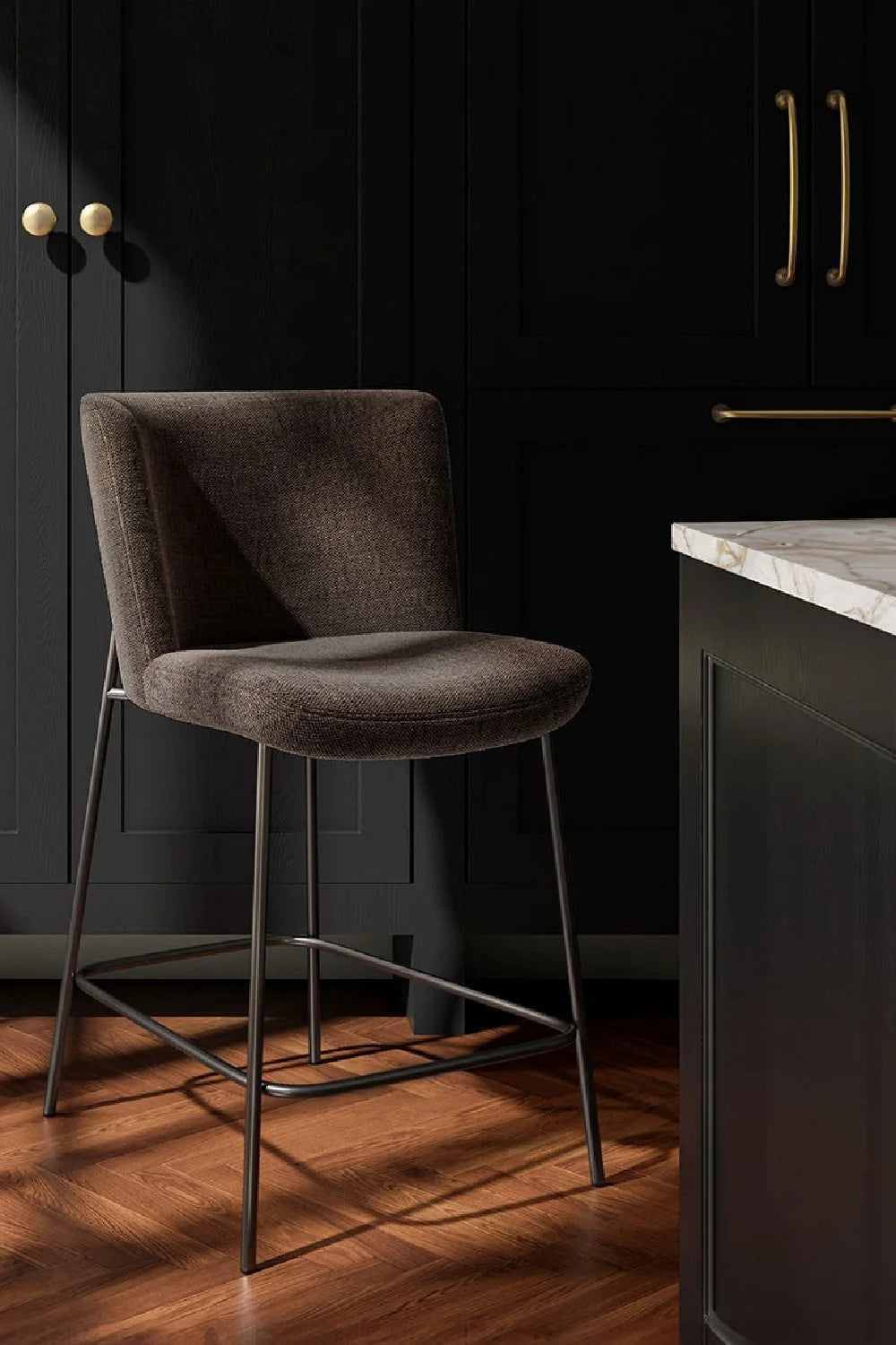 Luxury Upholstered Modern Barrel Counter Stool European Style for Villa
