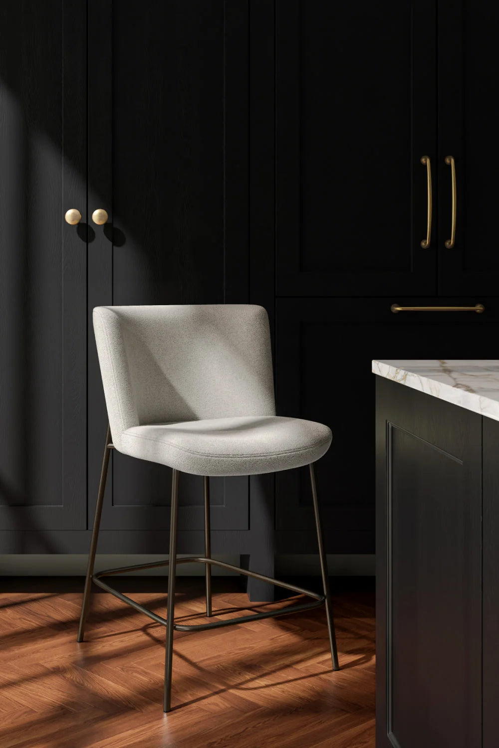 Luxury Upholstered Modern Barrel Counter Stool European Style for Villa