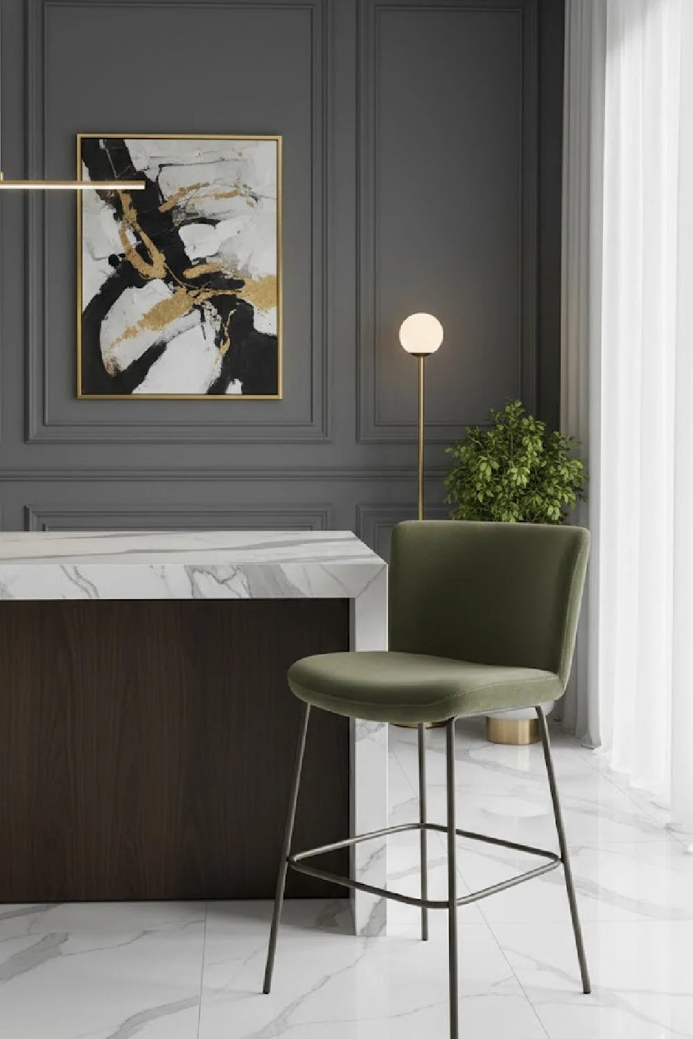 Luxury Upholstered Modern Barstool European Style for Villa