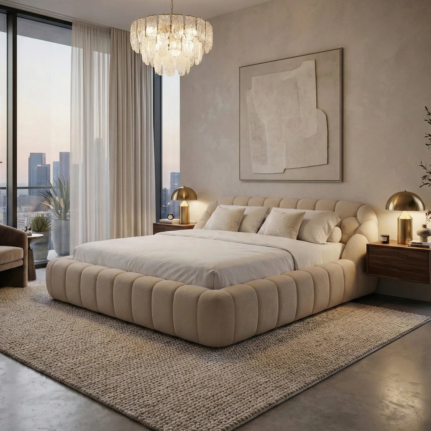 Luxury Upholstered Modern Bed European Style for Villa
